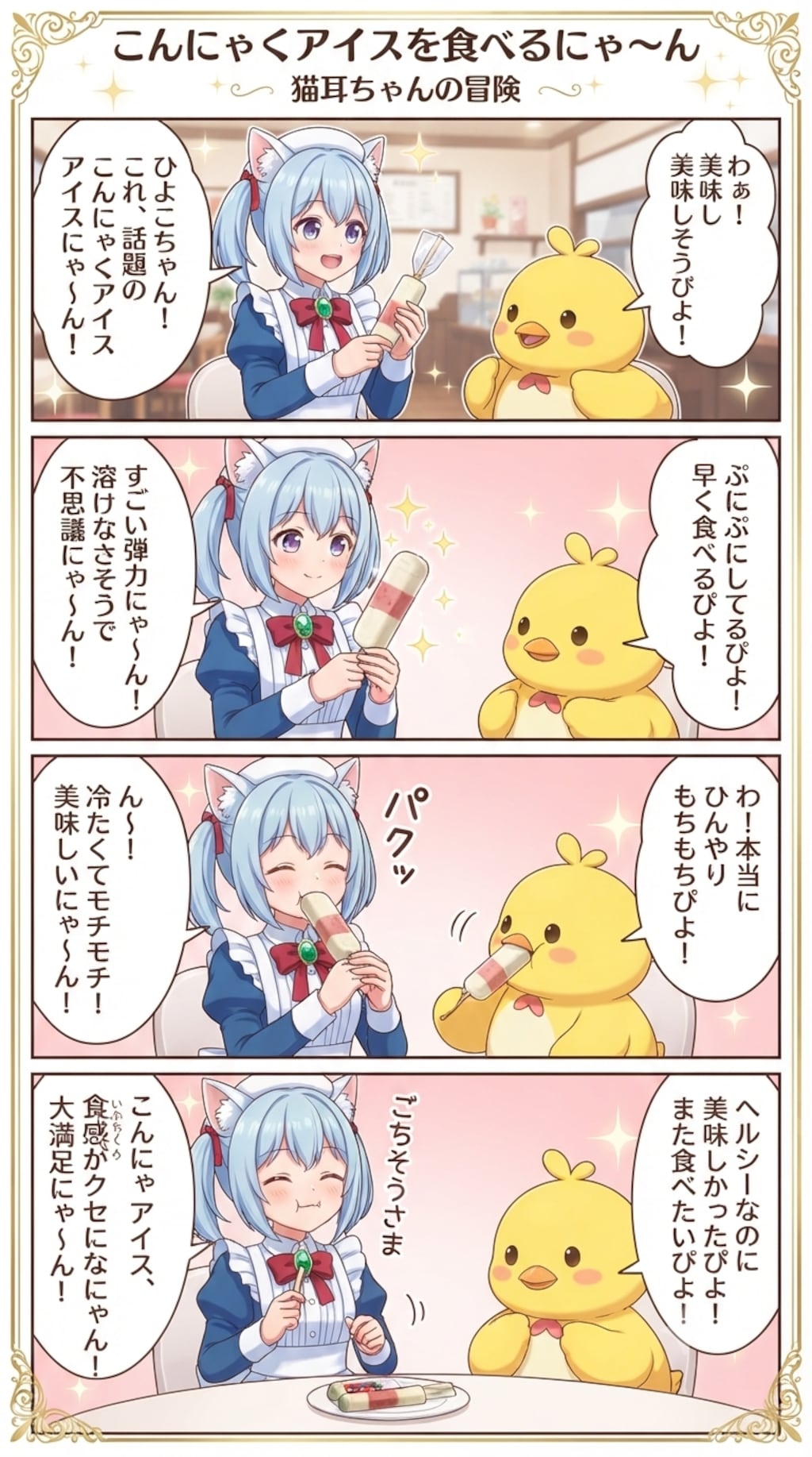こんにゃくアイスを食べるにゃ〜ん