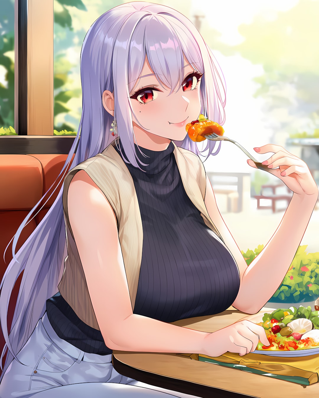 🥗カフェでランチデート✨ハンサムなお姉さん💋 | の人気AIイラスト・グラビア