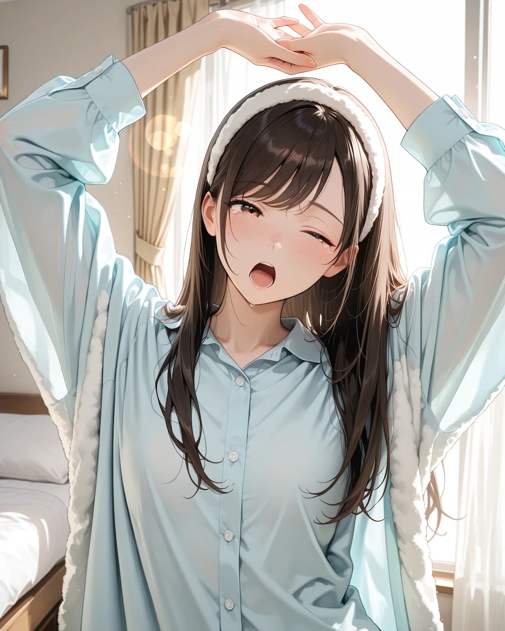 朝目覚めののび