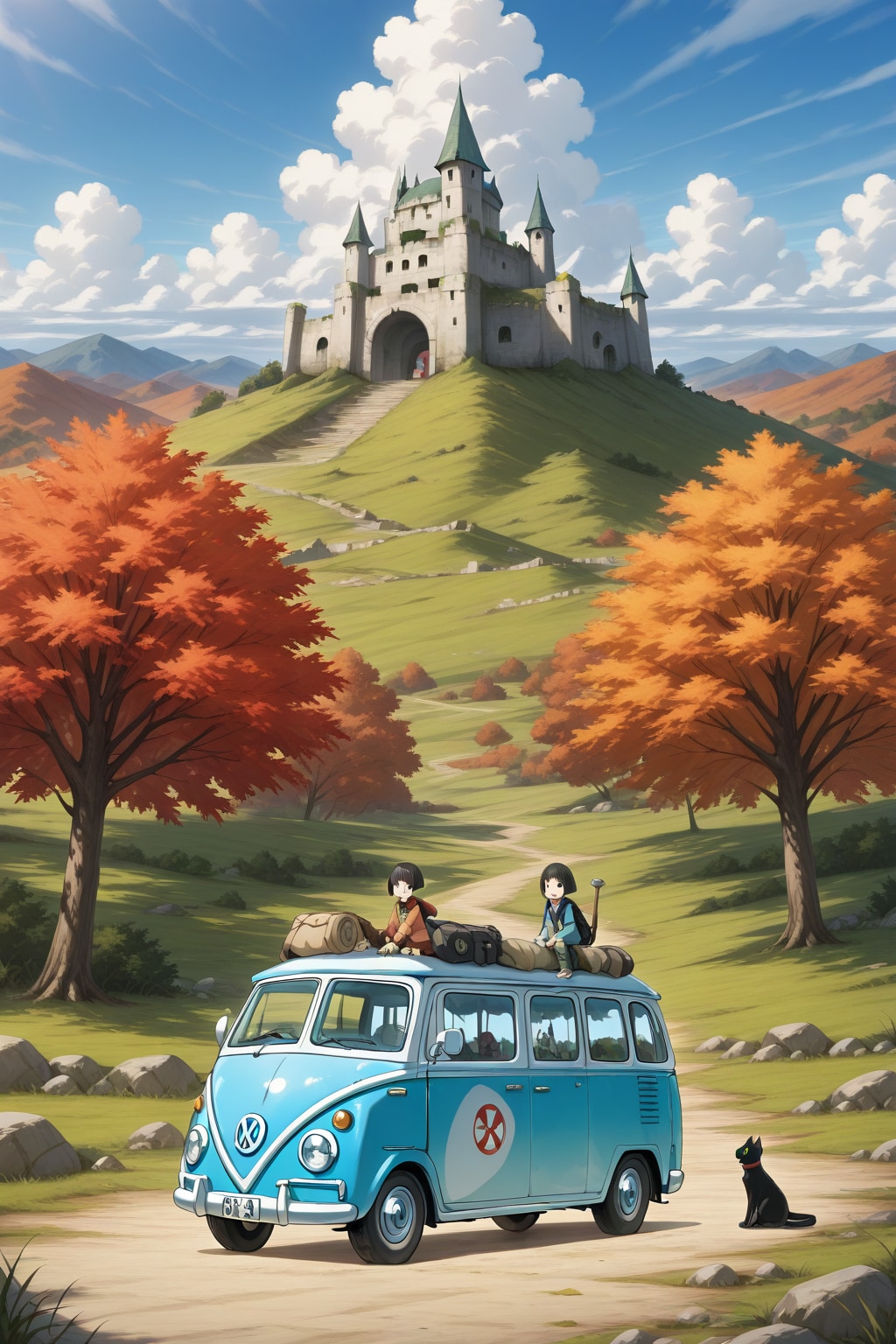 ミニバンとお城 | の人気AIイラスト・グラビア
