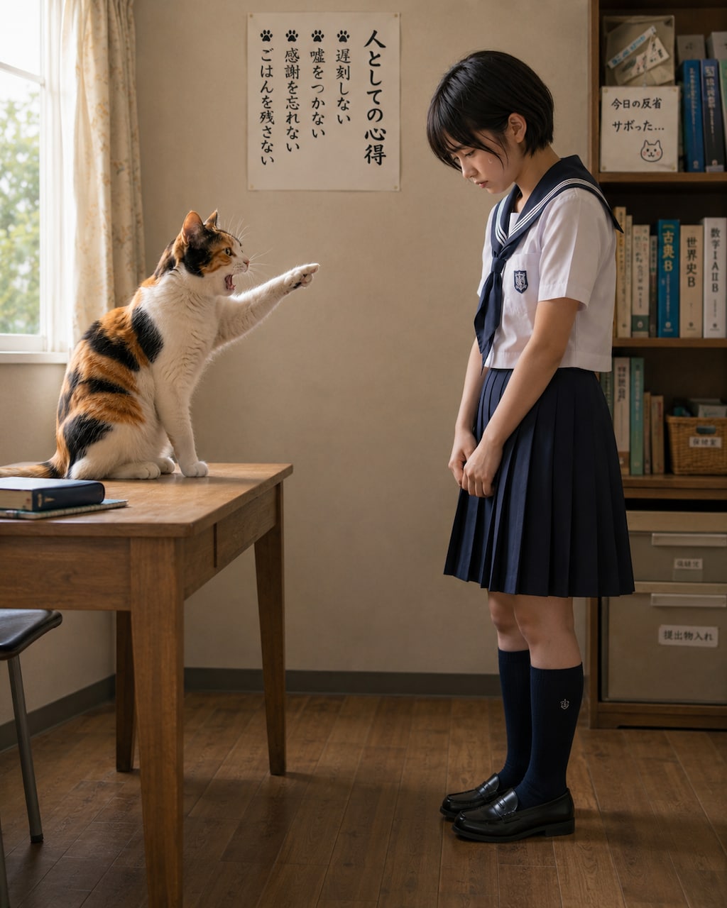 猫に説教される女の子