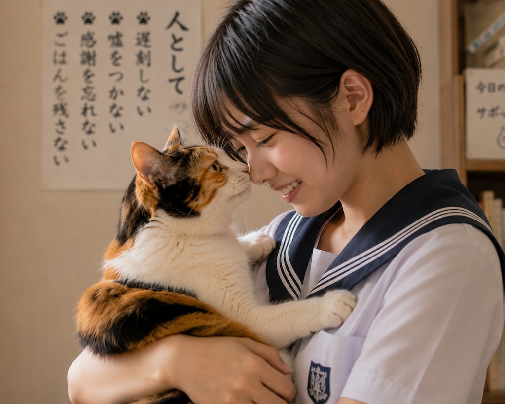 猫に説教される女の子