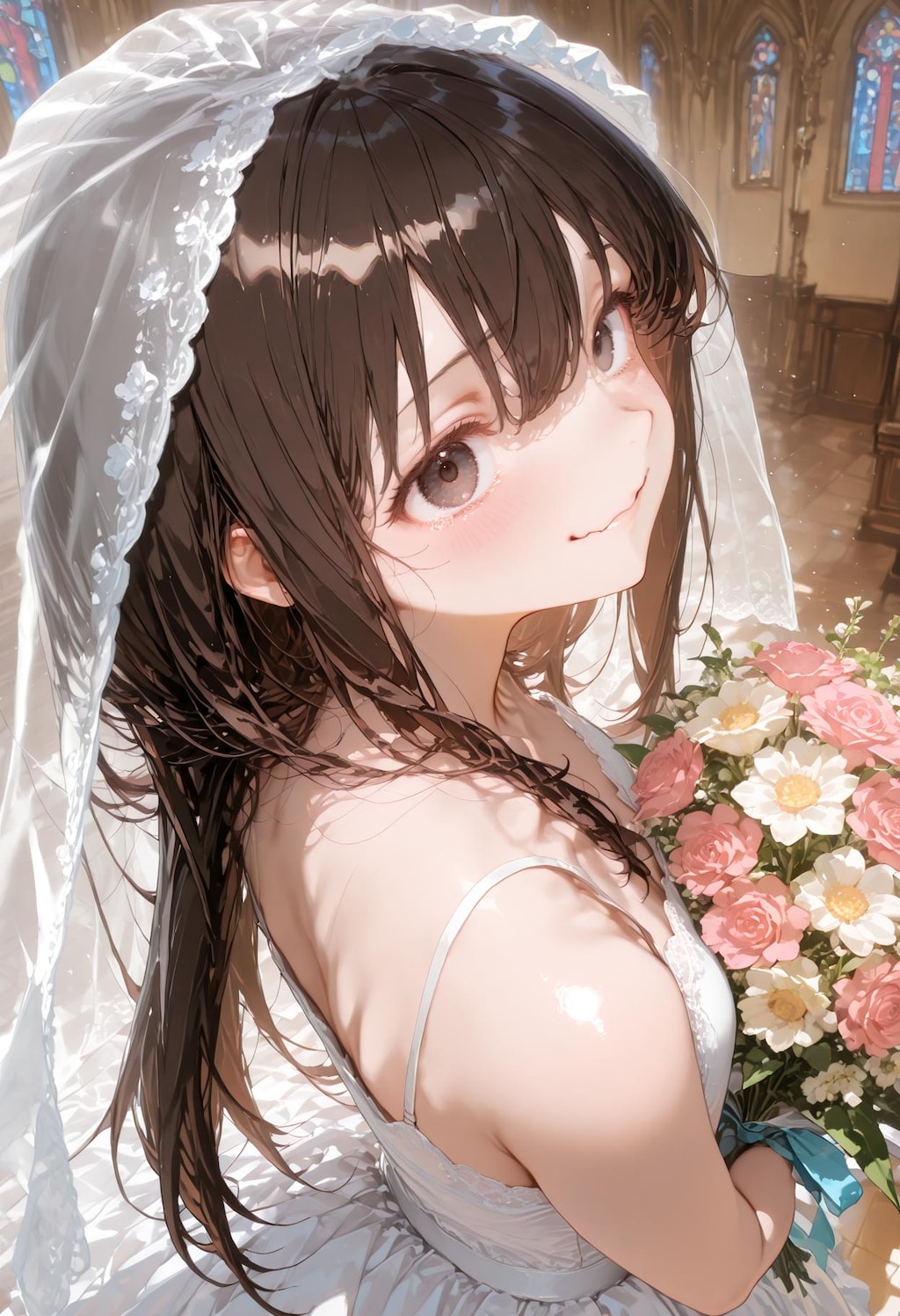 入場前の父娘、婚前最後の会話