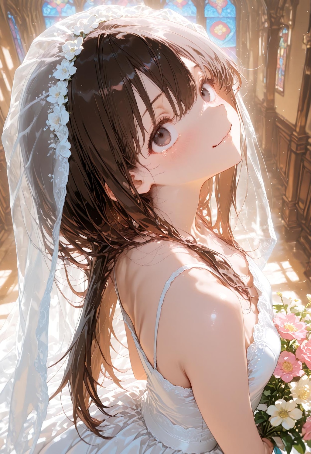 入場前の父娘、婚前最後の会話