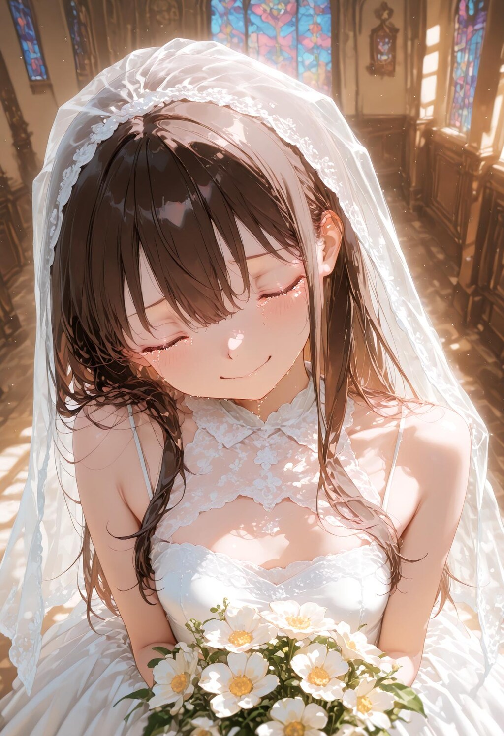 入場前の父娘、婚前最後の会話