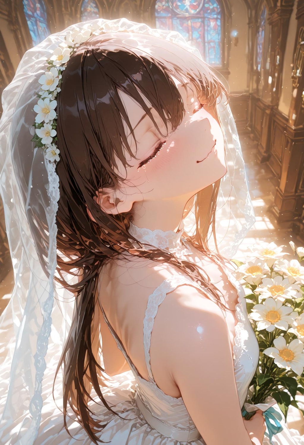 入場前の父娘、婚前最後の会話