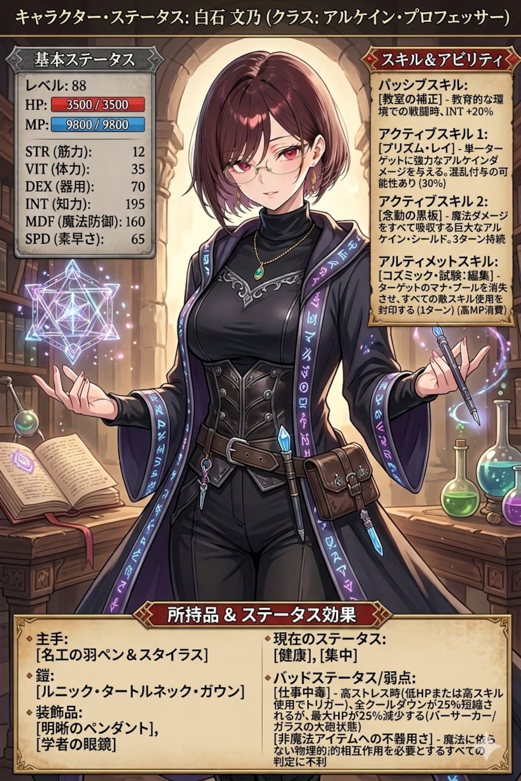 白石文乃∶ステータス