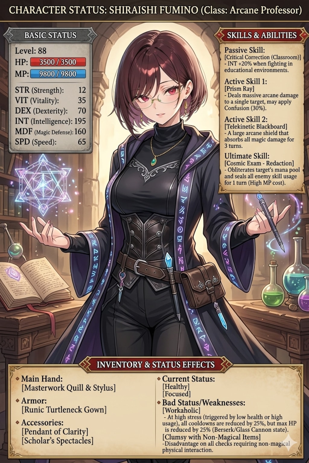 白石文乃∶ステータス