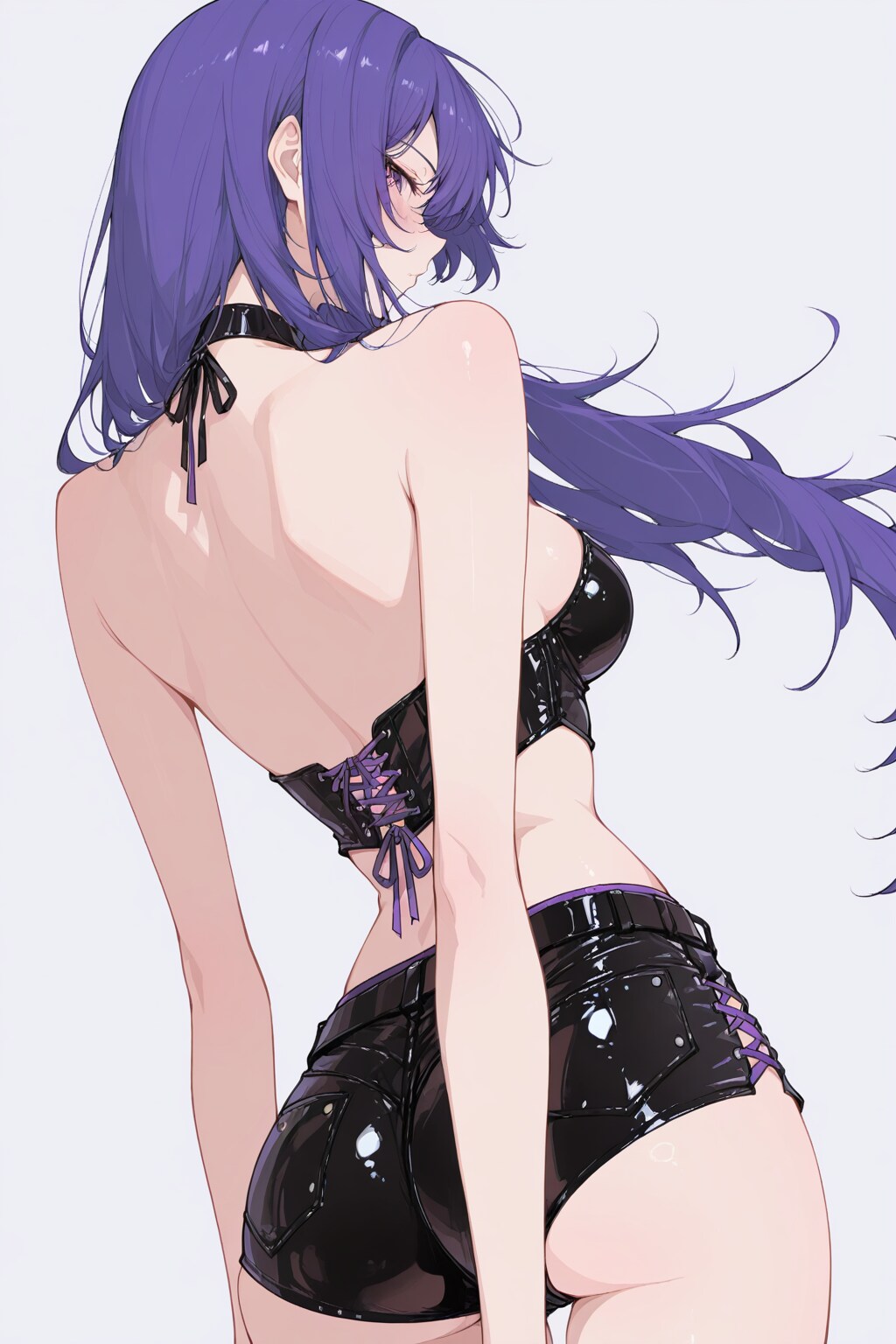ホルターネックビスチェ＆レザーホットパンツ | の人気AIイラスト・グラビア