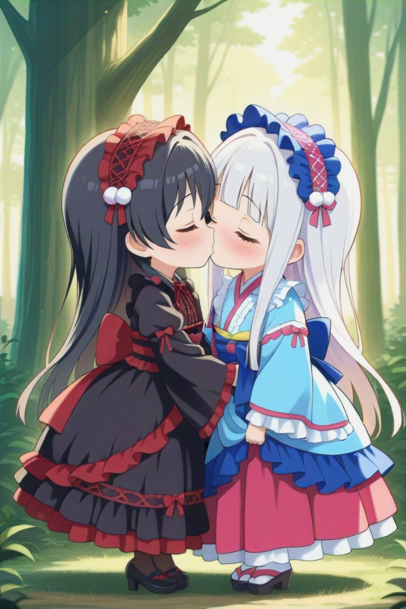 白髪ちゃんと黒髪ちゃん