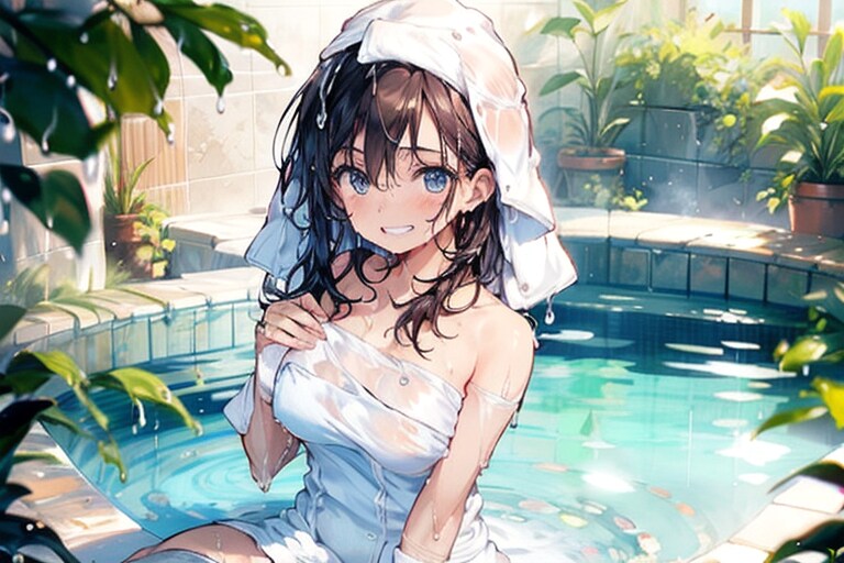 沐浴美少女 | の人気AIイラスト・グラビア