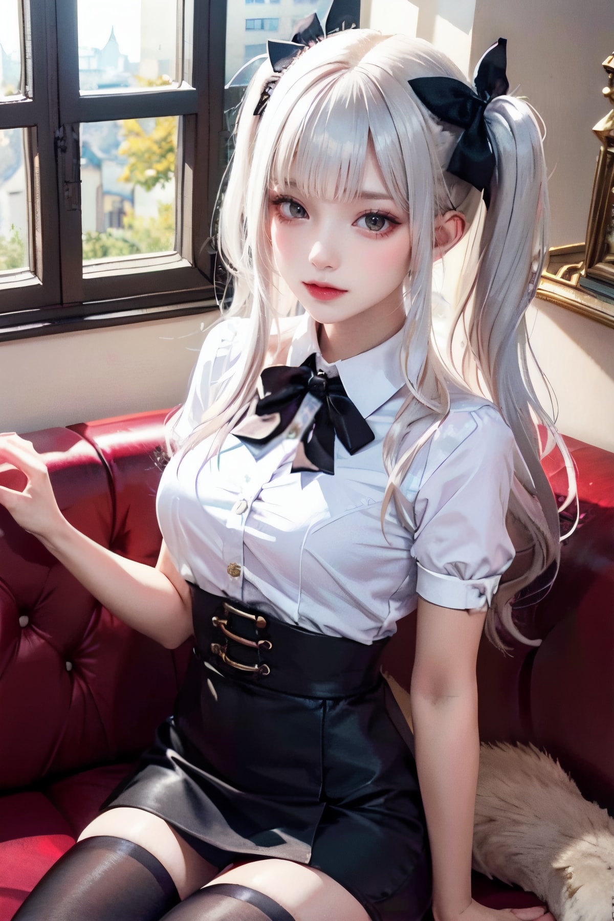 silver twintails