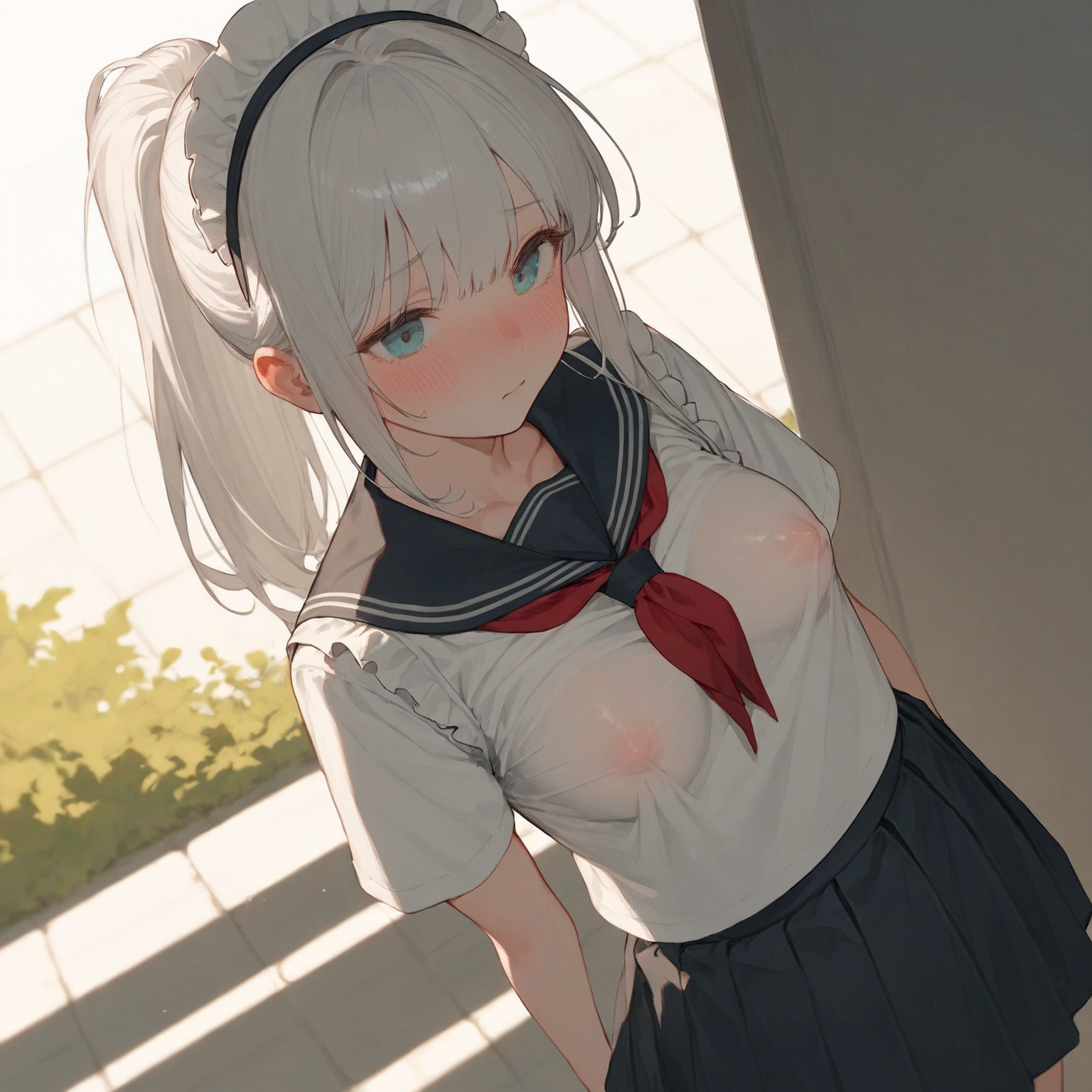 ノーブラ登校メイドさん