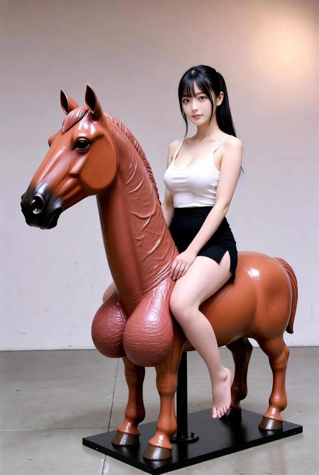 ポニーならぬペニーに乗る女子大生