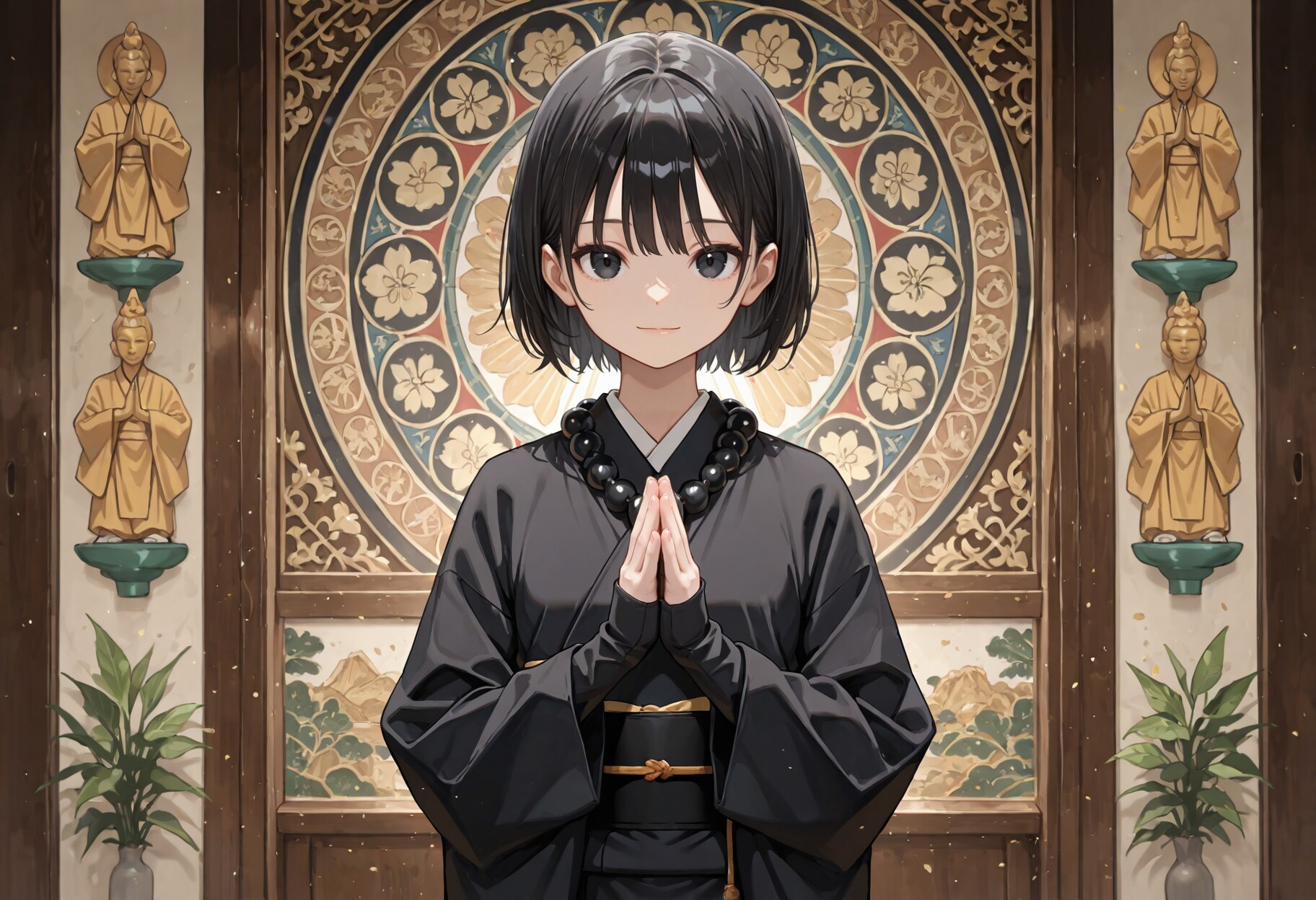 涅槃会に合掌する僧侶さん