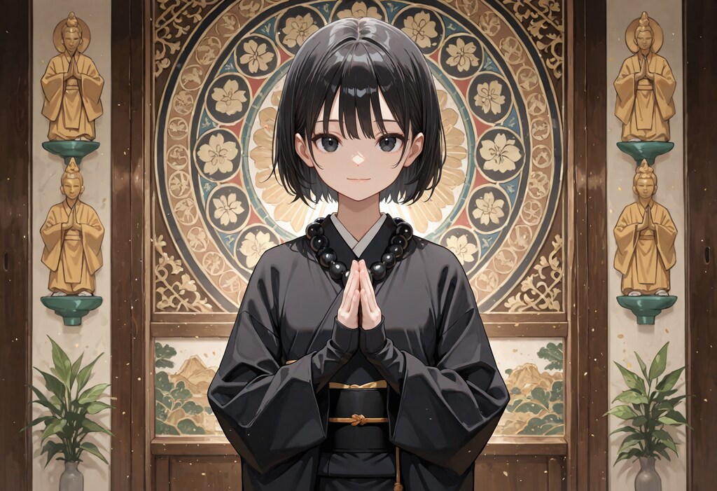 涅槃会に合掌する僧侶さん