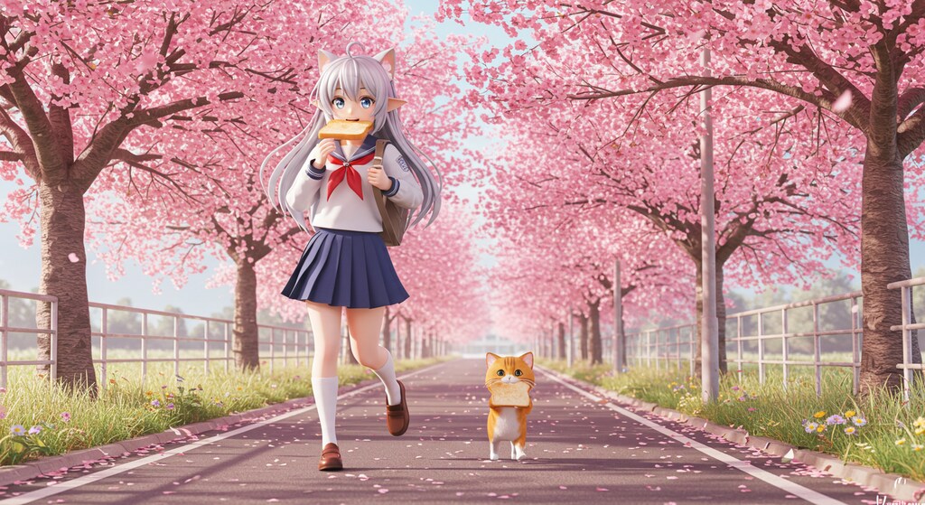 春のパン祭り～桜並木の通学路で～