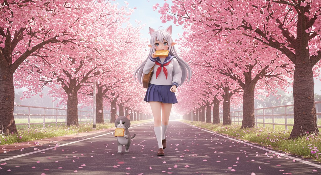 春のパン祭り～桜並木の通学路で～