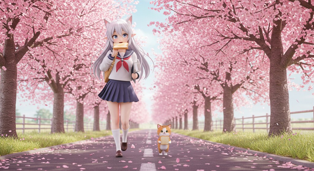 春のパン祭り～桜並木の通学路で～