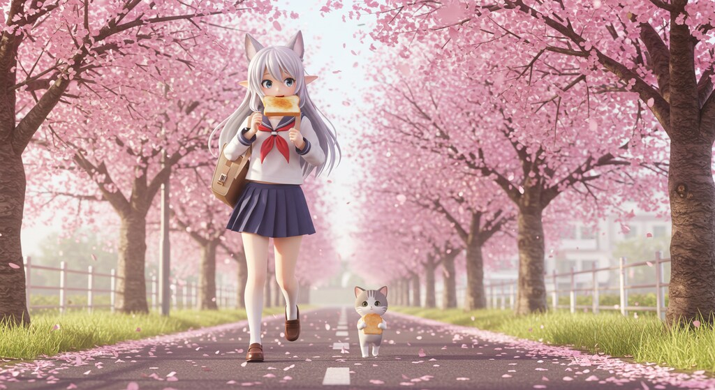 春のパン祭り～桜並木の通学路で～