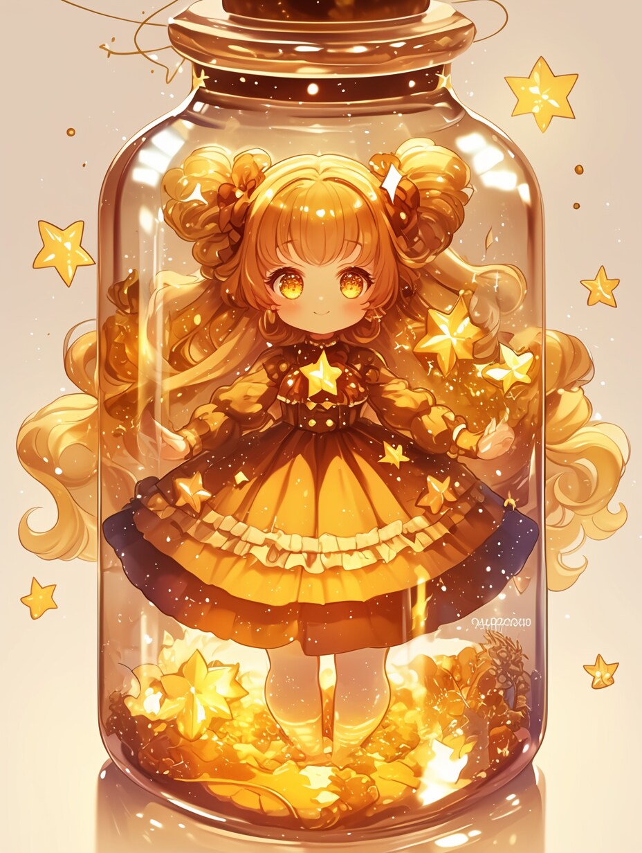 「瓶詰の少女」黄112 | の人気AIイラスト・グラビア
