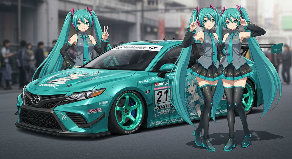 初音ミクとカムリレーシングカー