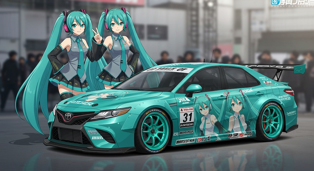 初音ミクとカムリレーシングカー