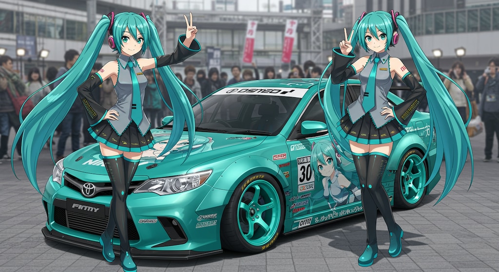 初音ミクとカムリレーシングカー