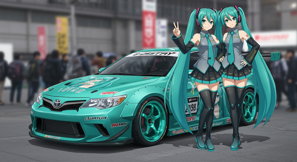 初音ミクとカムリレーシングカー