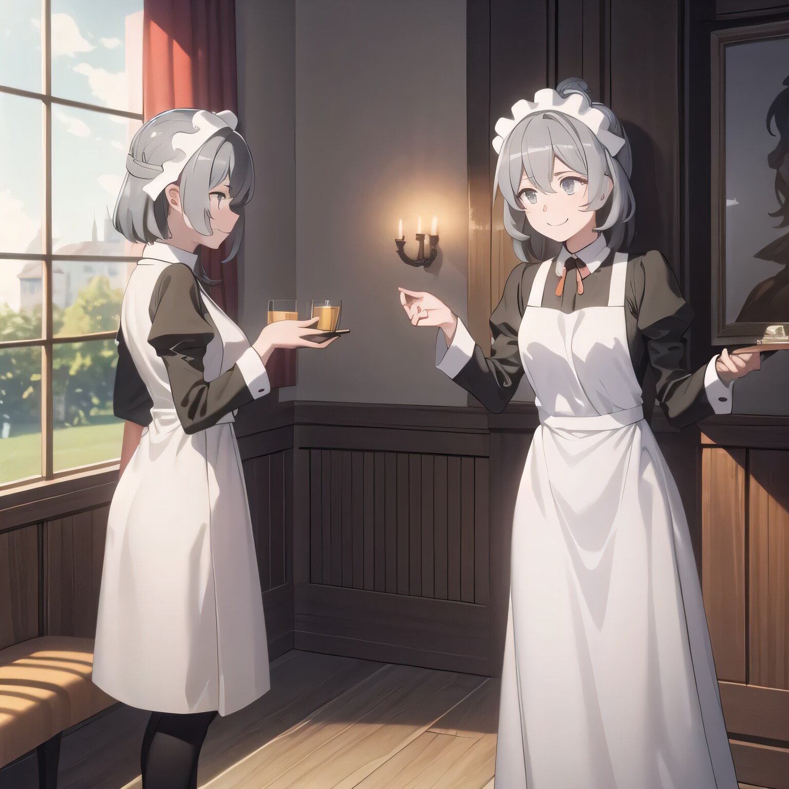 灰髪ボブでメイド服の少女たち | の人気AIイラスト・グラビア