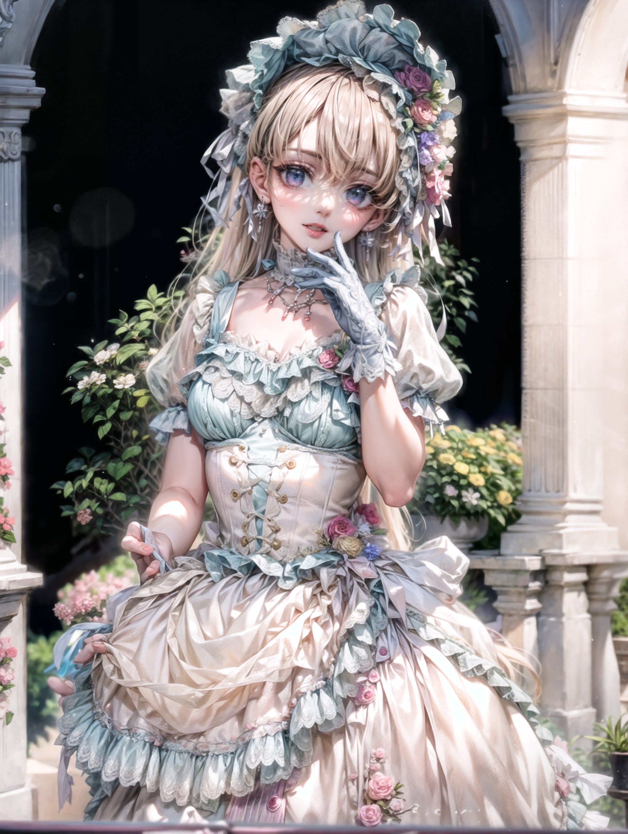 花のドレスを着たお嬢様
