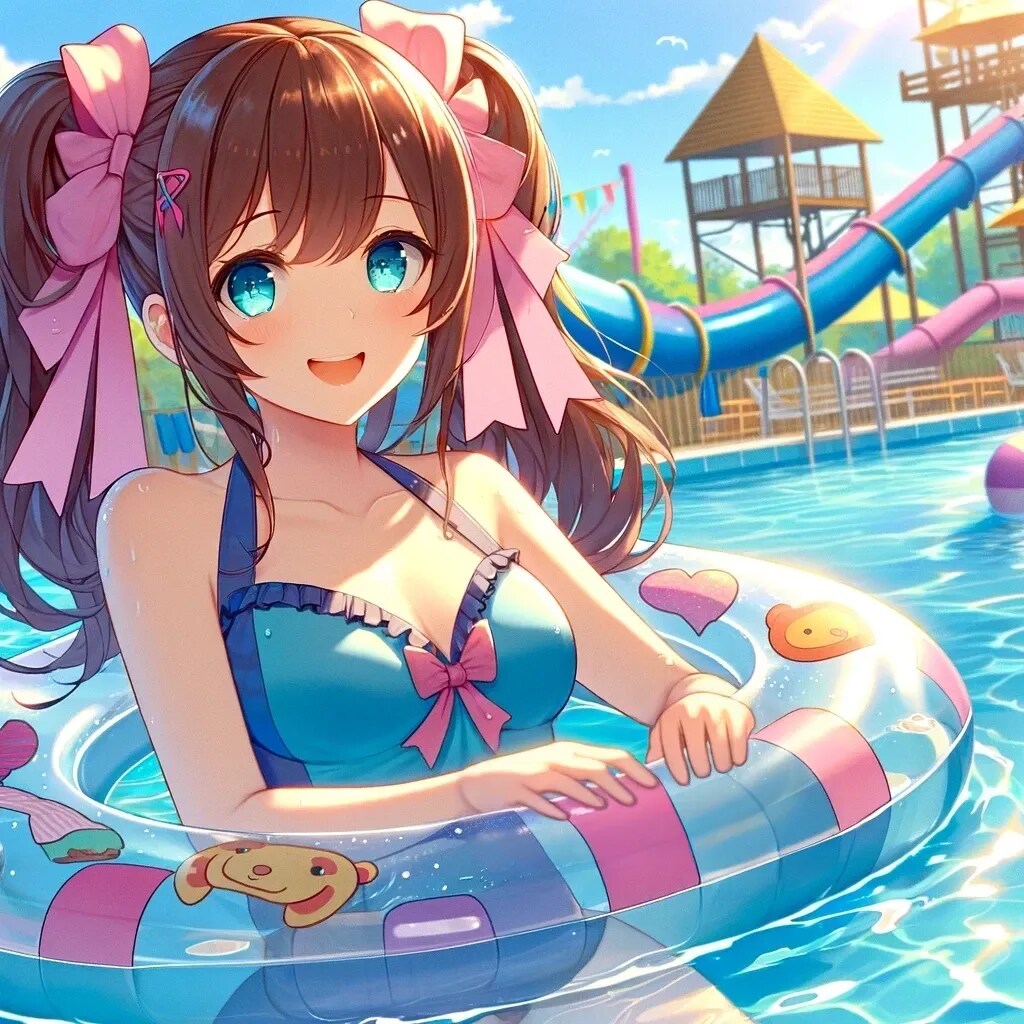 流れるプールで浮かぶ