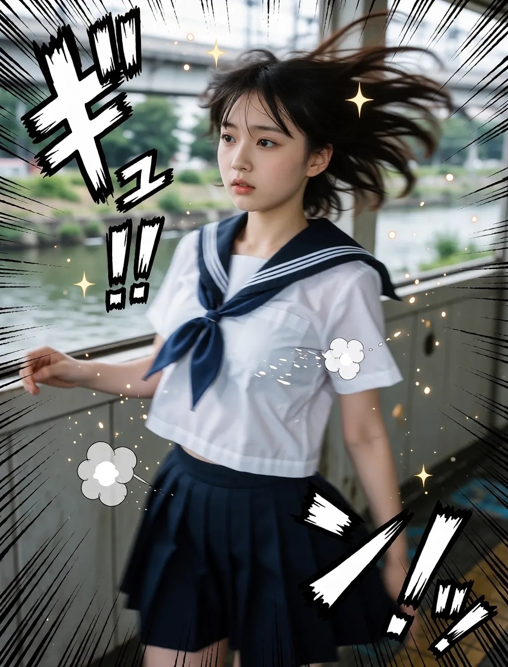 勢いのあるセーラー服