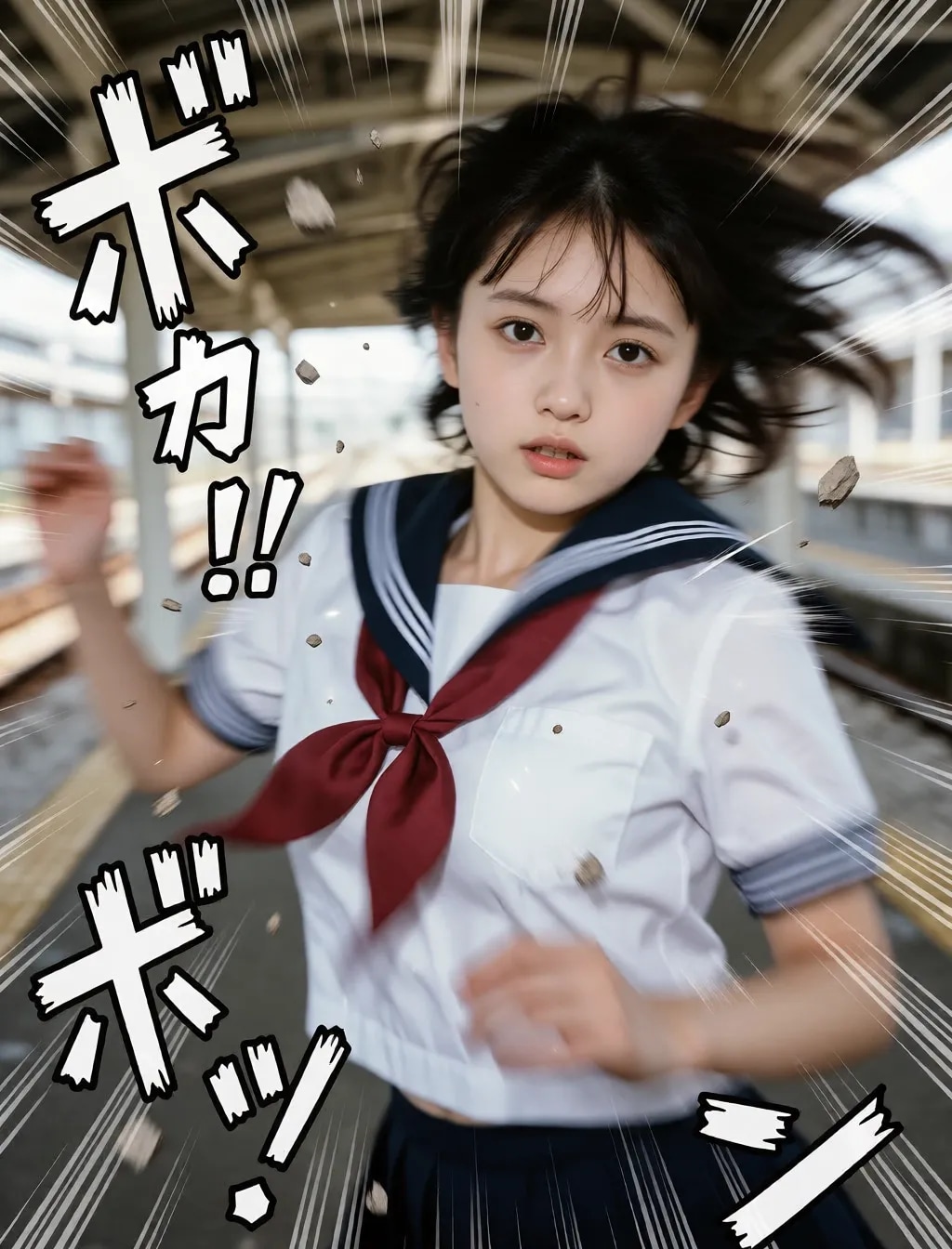 勢いのあるセーラー服