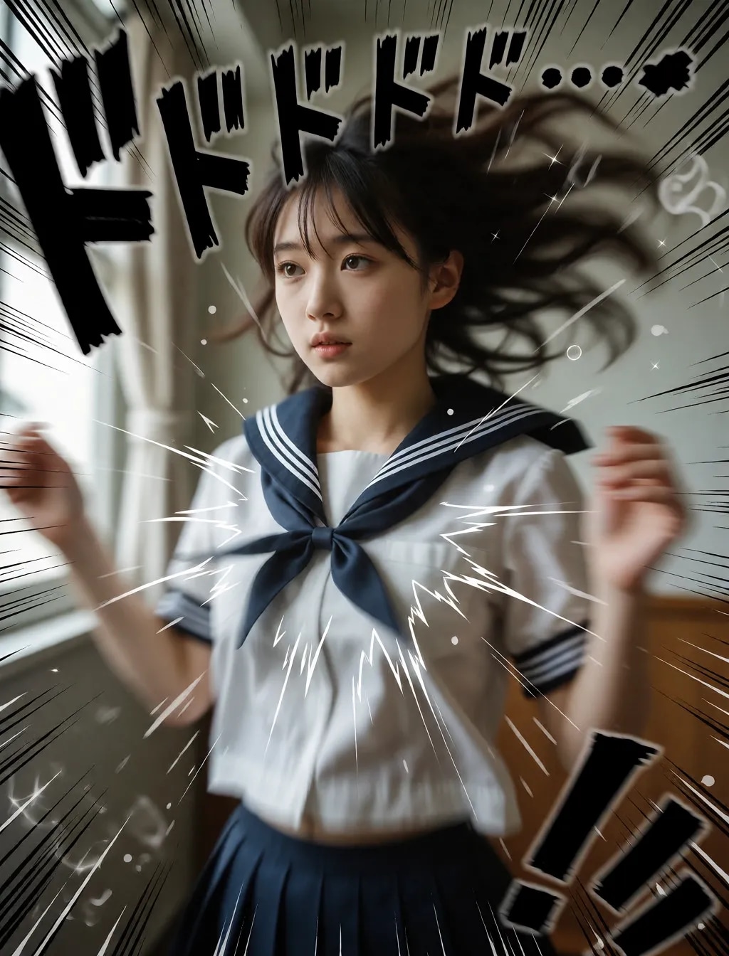 勢いのあるセーラー服