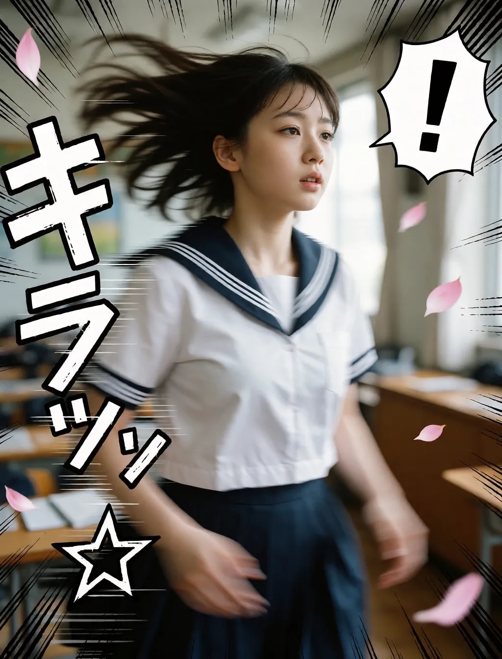 勢いのあるセーラー服