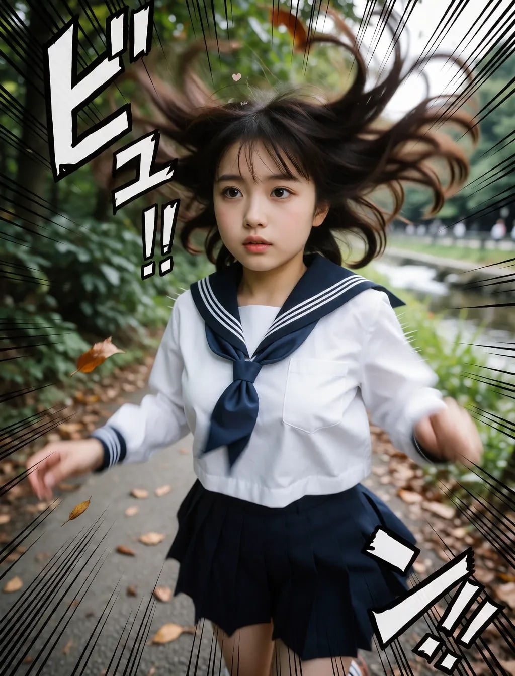 勢いのあるセーラー服