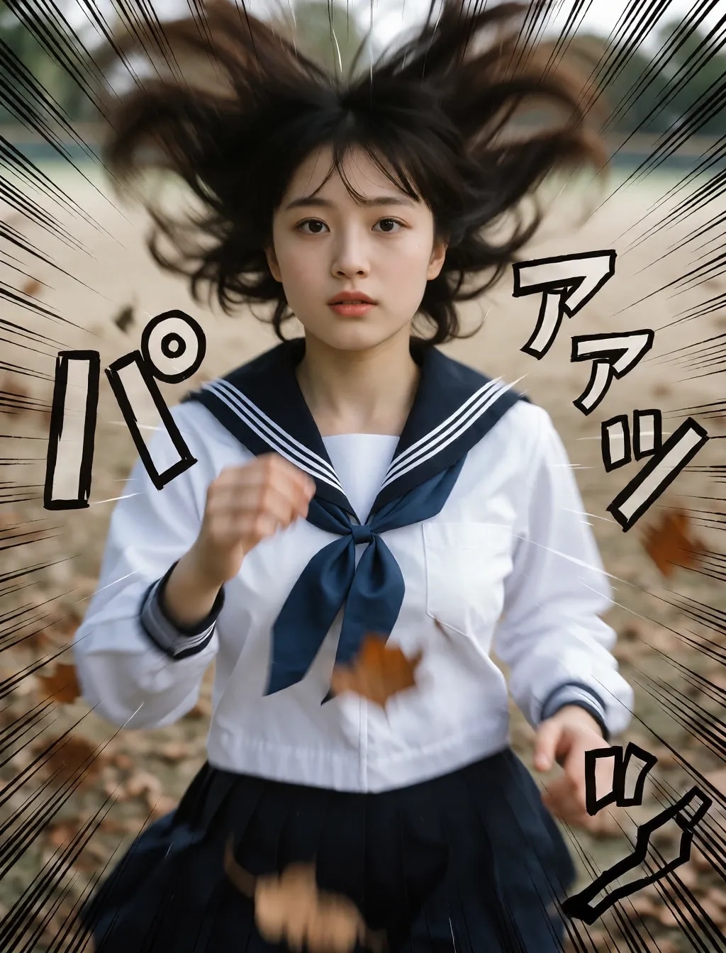 勢いのあるセーラー服