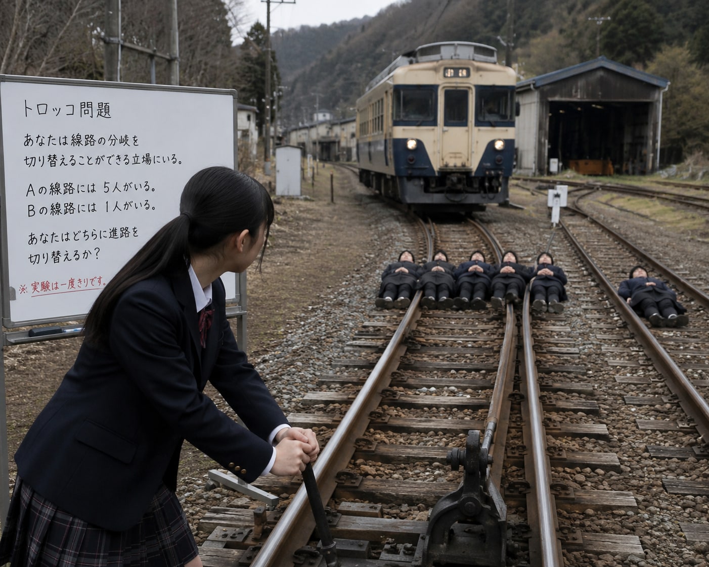 トロッコ問題を実践する女の子