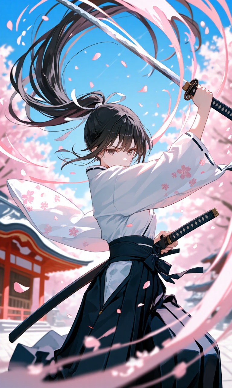 剣人女子　桜嵐 | の人気AIイラスト・グラビア