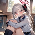 セーラー服体育すわり【ブルアカ・浅黄ムツキ】 5枚目