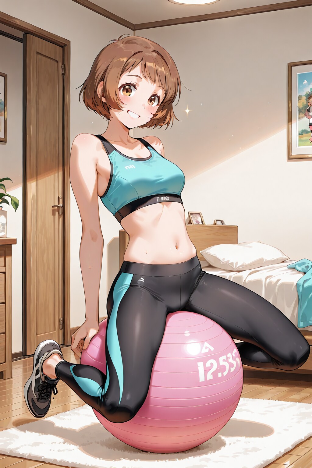 バランスボールに乗っちゃう女子