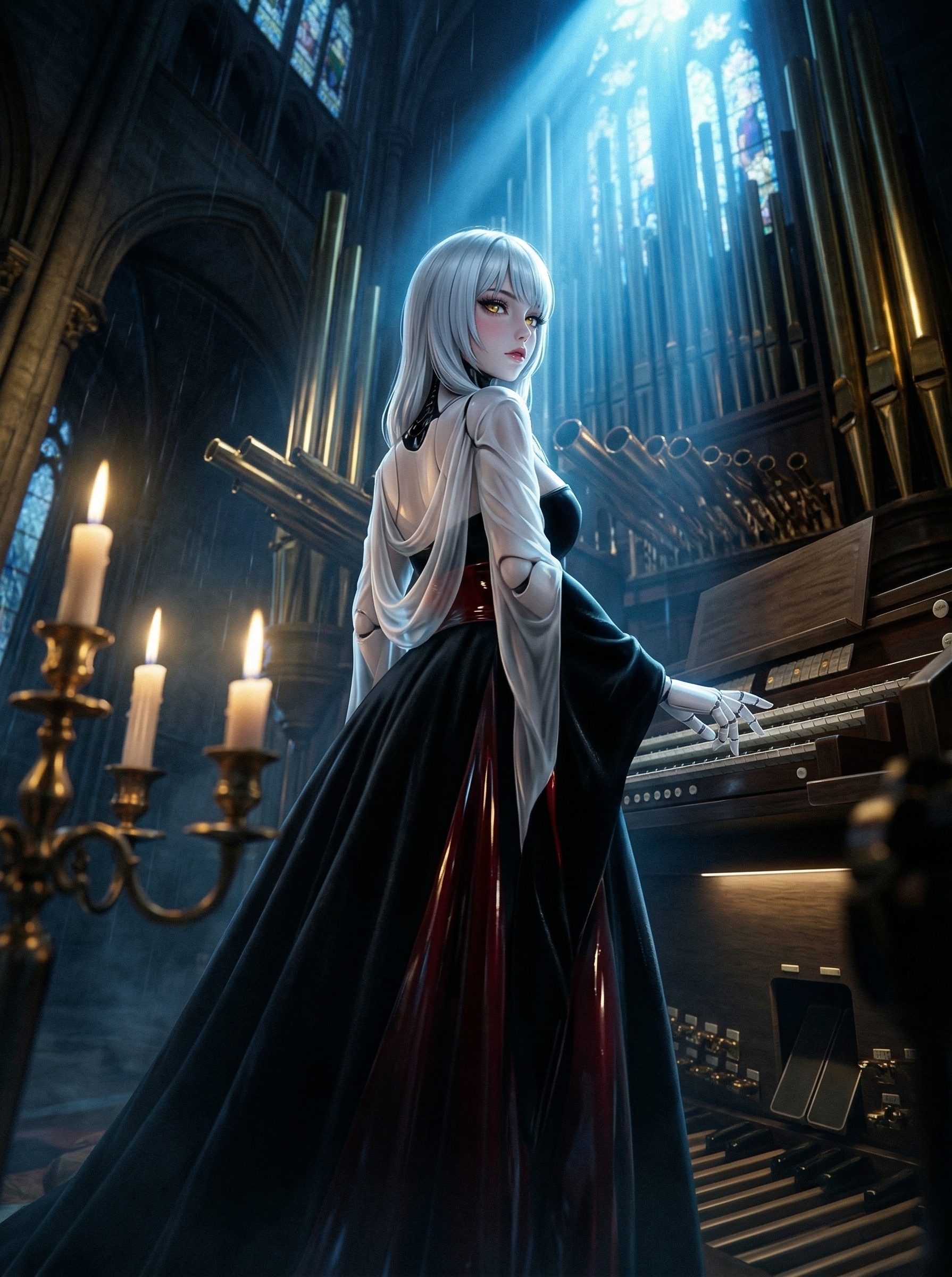 静寂のパイプオルガンとアズールの月光 | の人気AIイラスト・グラビア