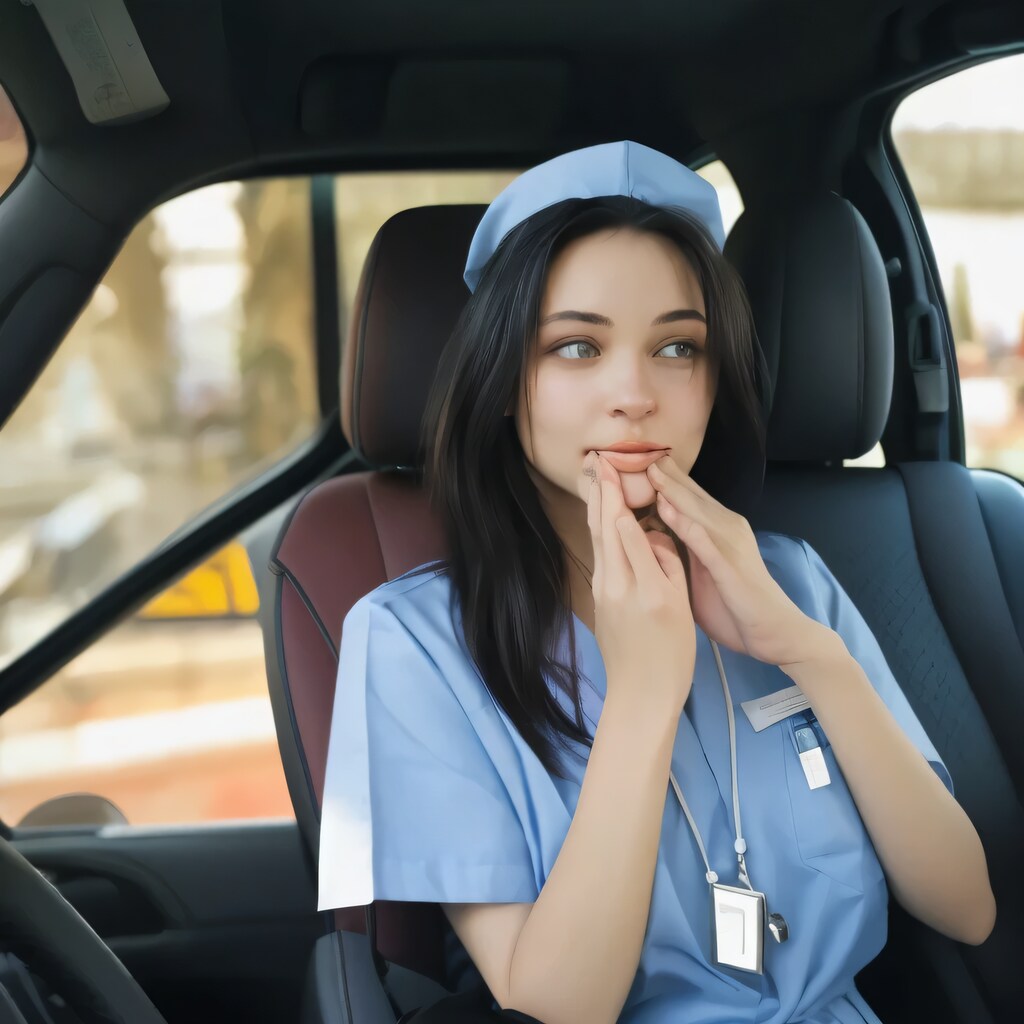 黒髪ロングで車内の美女２７