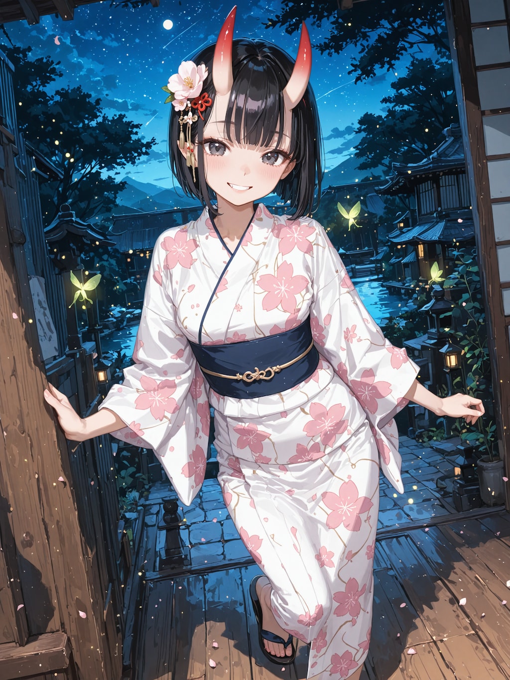 浴衣の八重桜