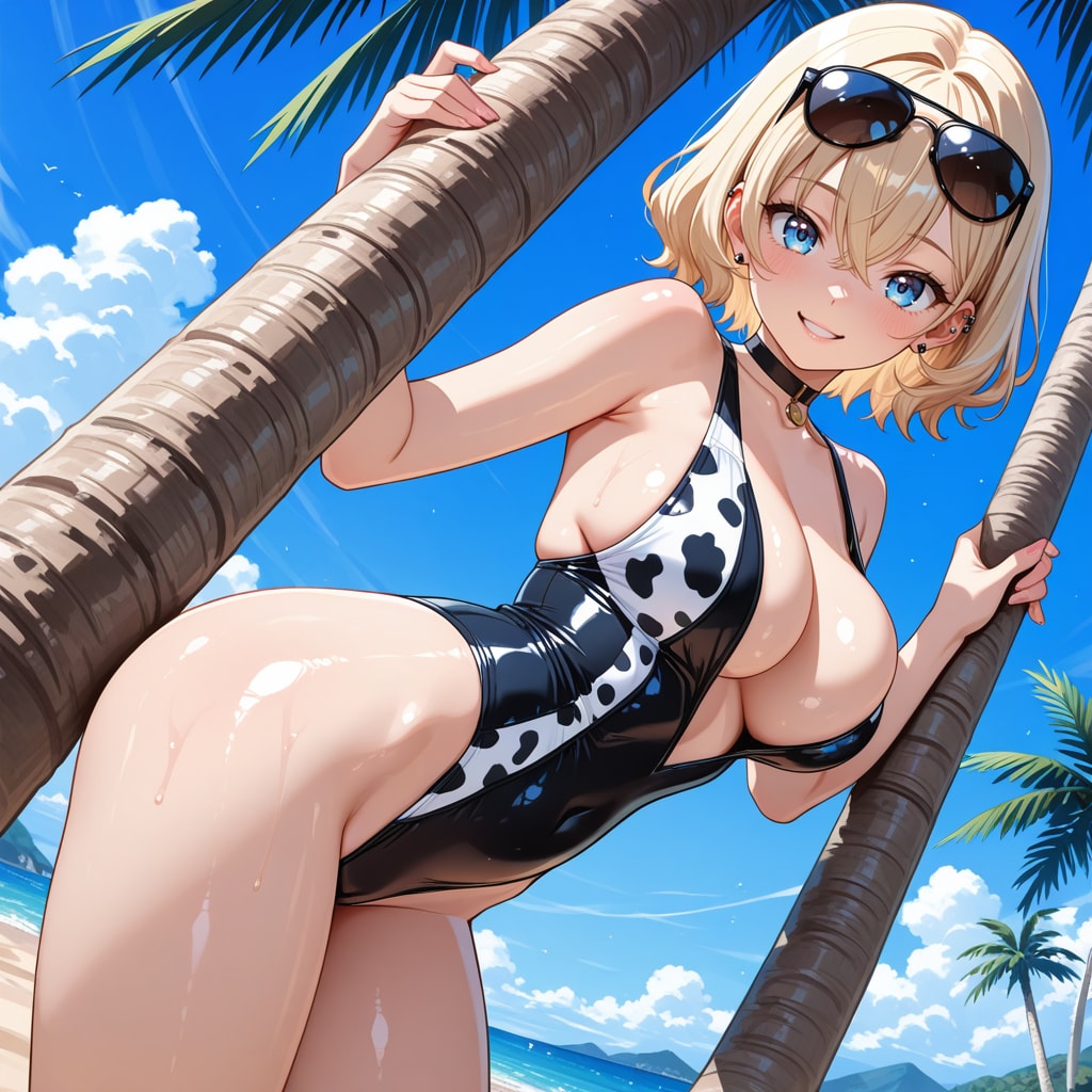 牛柄ハイレグで