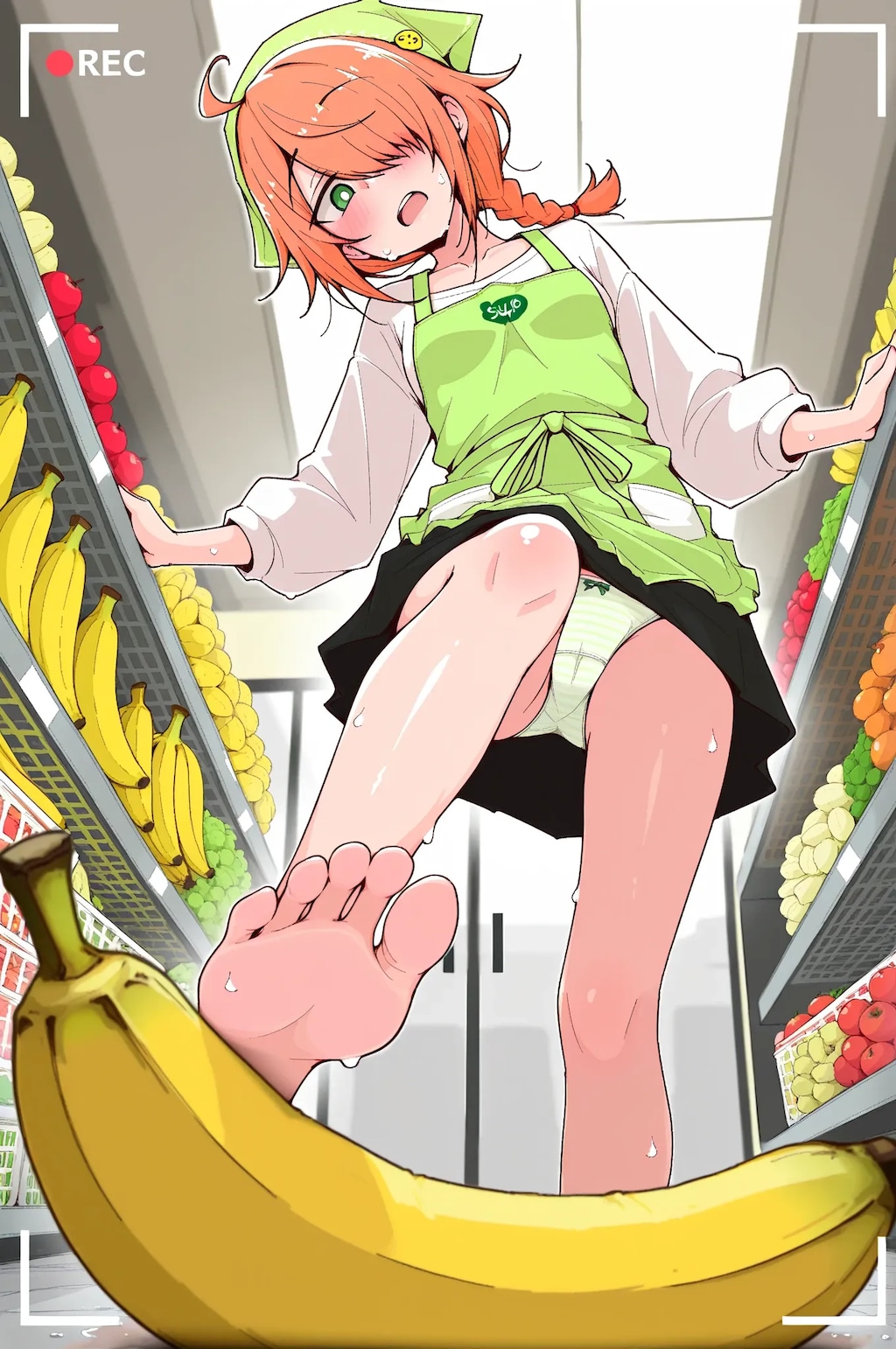 お店のお酒を飲んじゃった目隠れちゃん、罰としてバナナを踏む☆