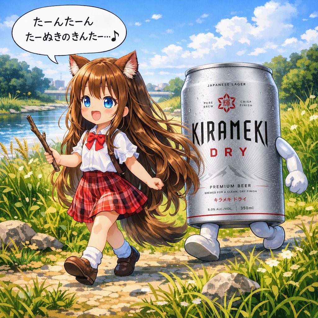 河原を冒険な小さな女の子