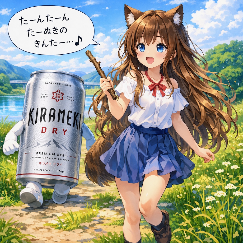 河原を冒険な小さな女の子