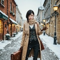 セイラ 町 雪 コート スーツ 歩き 全身 2枚目